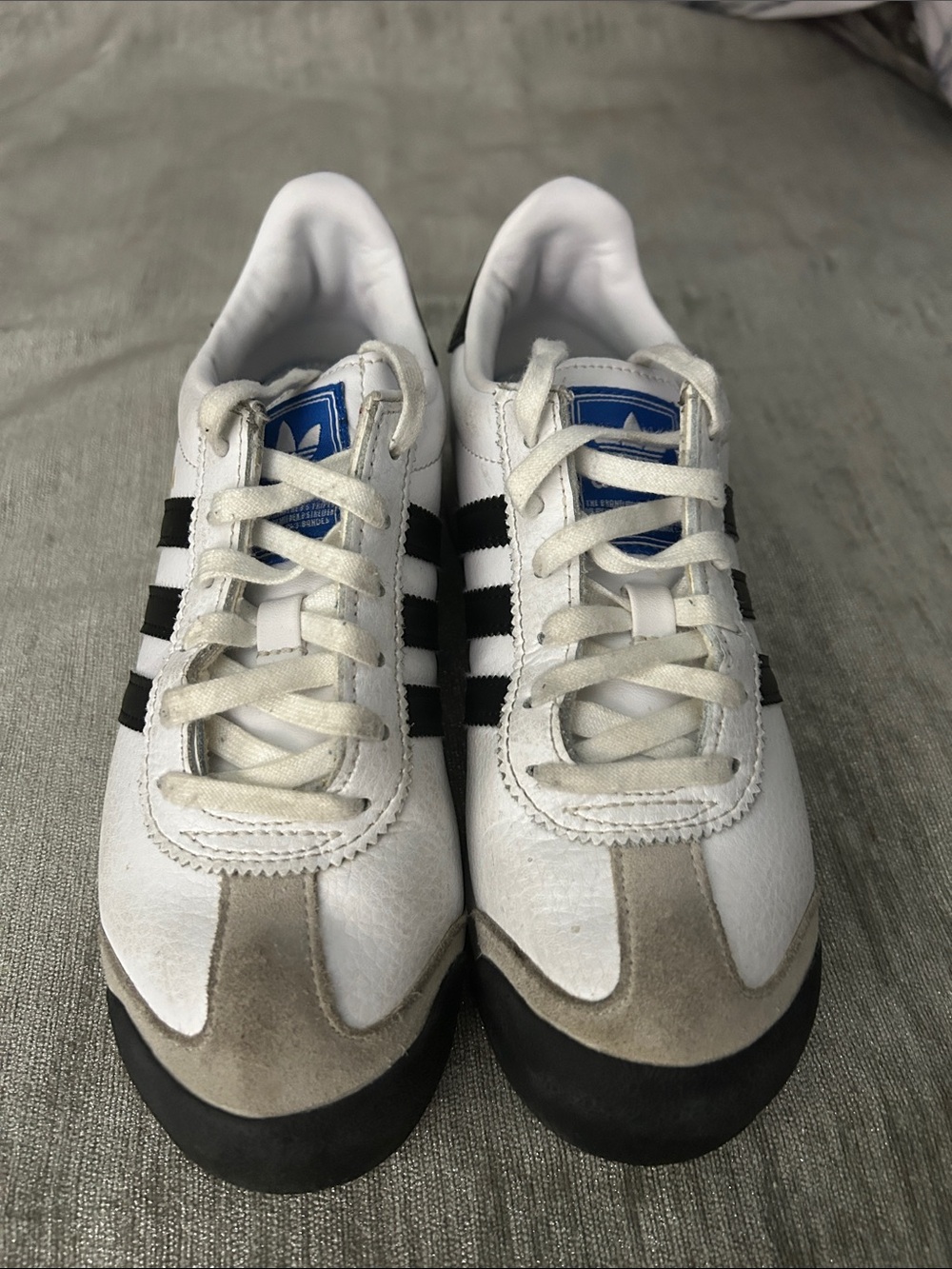 adidas White Black & Blue Kids Sneakers